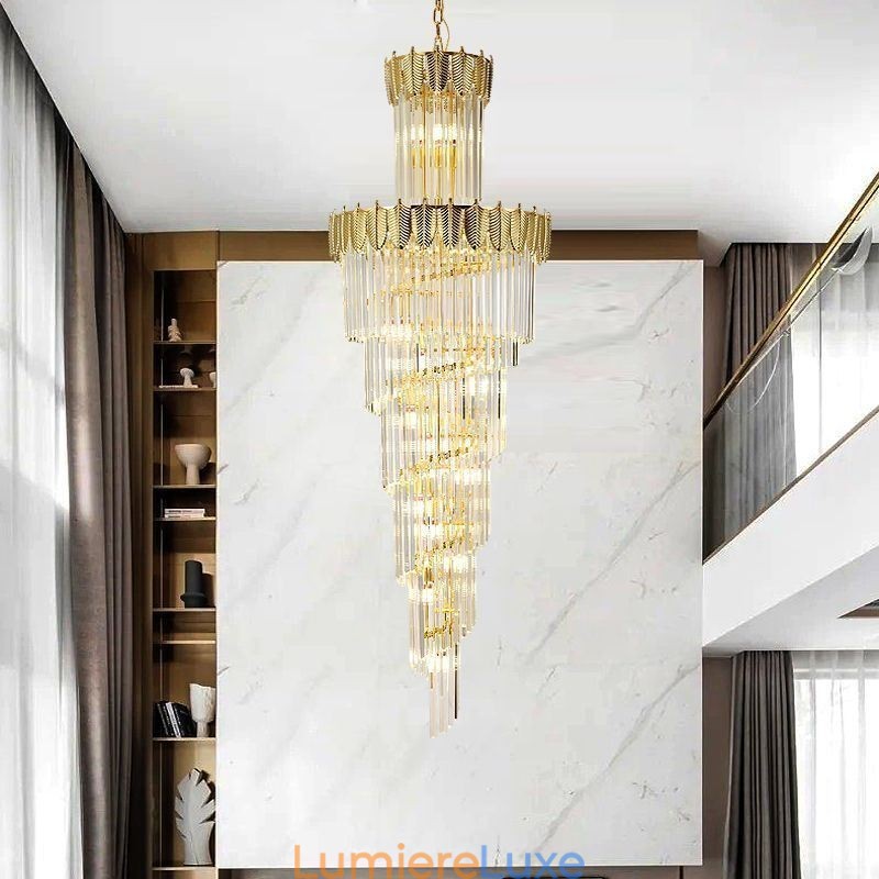 Suspension conique en cristal Plafonnier décoratif duplex