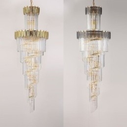 Suspension conique en cristal Plafonnier décoratif duplex