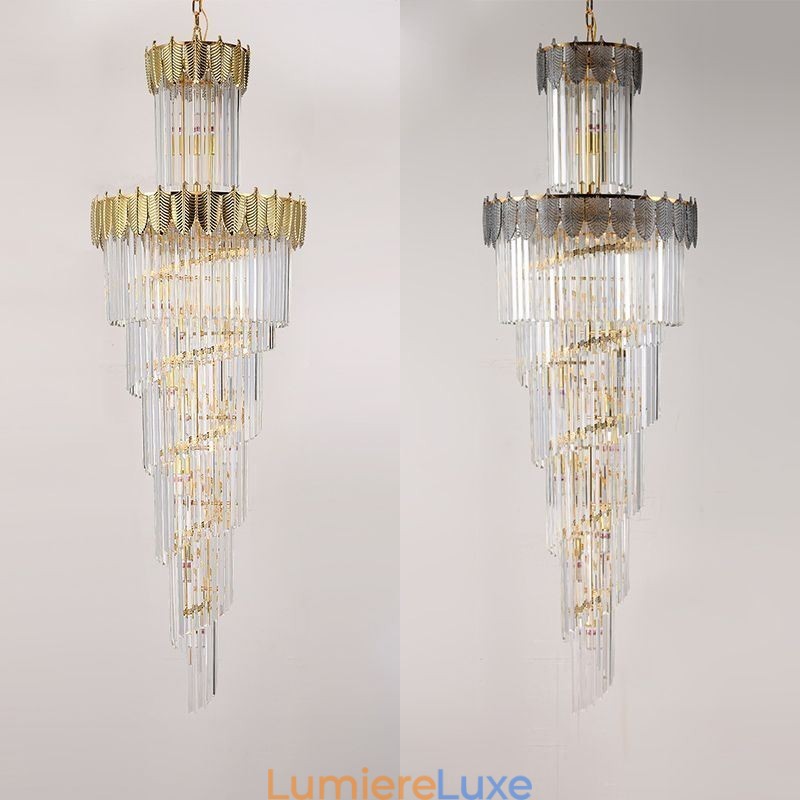 Suspension conique en cristal Plafonnier décoratif duplex