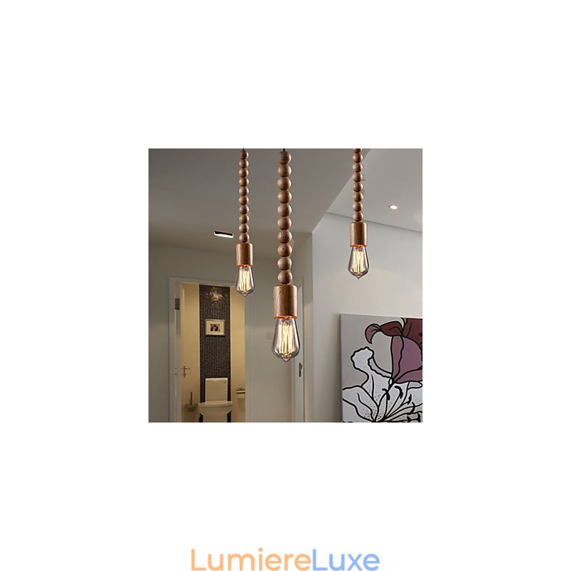 Lustre Mini Style Traditionnel Classique Bois Bambou