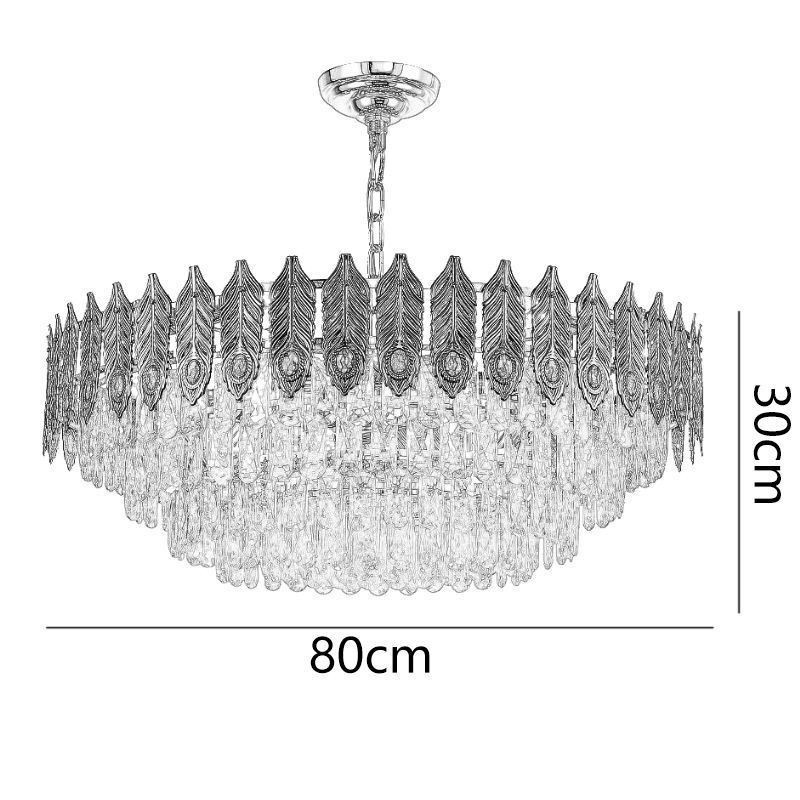 Suspension en cristal à plumes dorées, plafonnier décoratif duplex