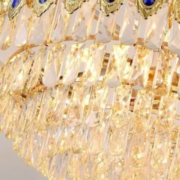 Suspension en cristal à plumes dorées, plafonnier décoratif duplex
