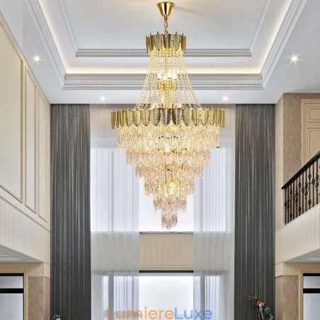 Suspension conique en cristal Plafonnier décoratif duplex accrocheur Suspension conique en cristal Plafonnier décoratif duplex accrocheur