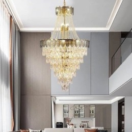 Suspension conique en cristal Plafonnier décoratif duplex accrocheur