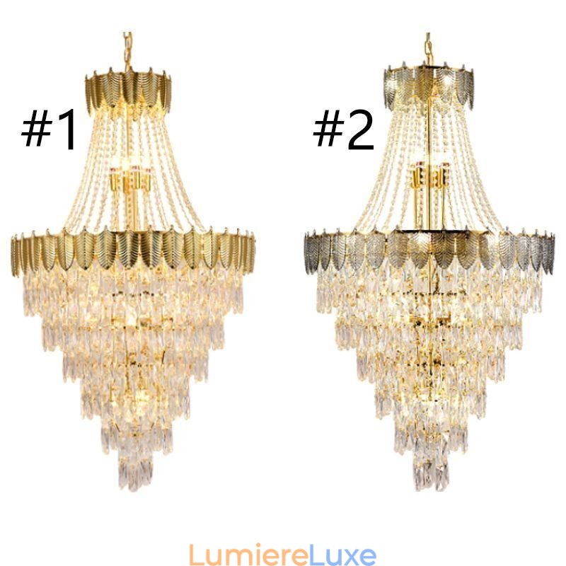 Suspension conique en cristal Plafonnier décoratif duplex accrocheur