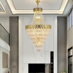 Suspension conique en cristal Plafonnier décoratif duplex accrocheur