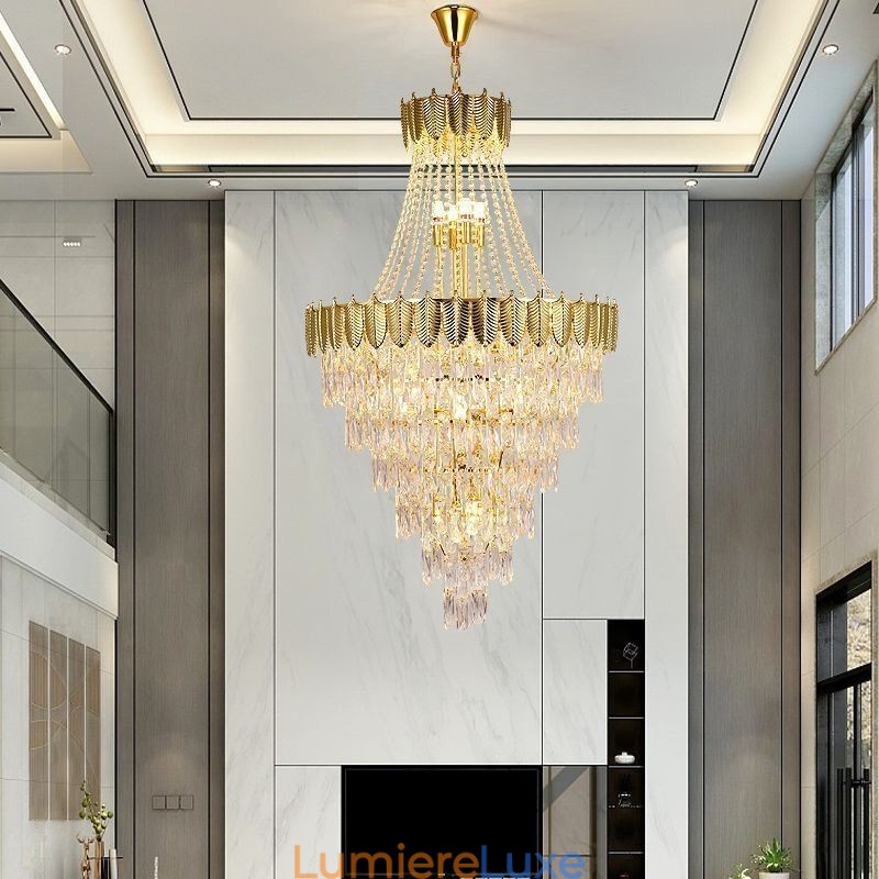 Suspension conique en cristal Plafonnier décoratif duplex accrocheur