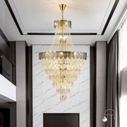 Suspension conique en cristal Plafonnier décoratif duplex accrocheur