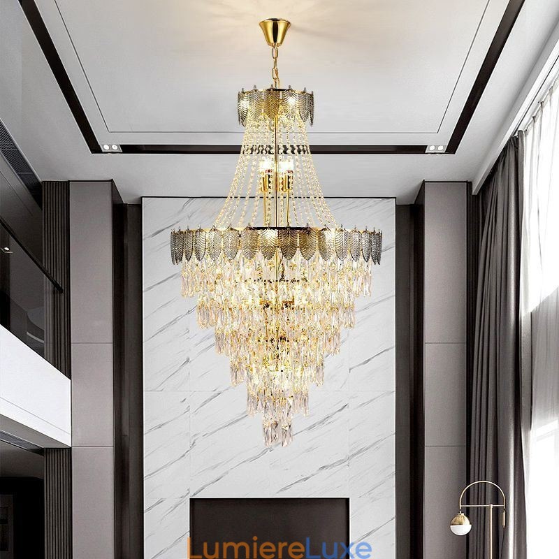 Suspension conique en cristal Plafonnier décoratif duplex accrocheur