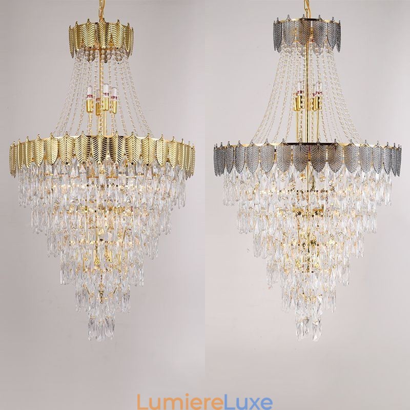 Suspension conique en cristal Plafonnier décoratif duplex accrocheur
