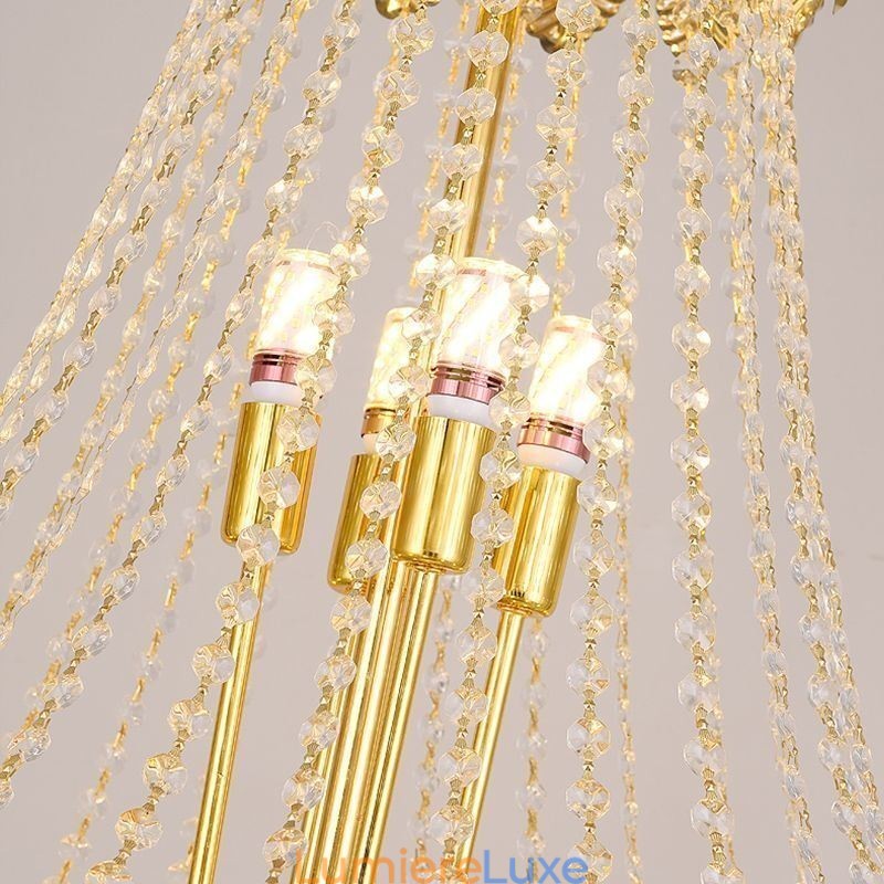 Suspension conique en cristal Plafonnier décoratif duplex accrocheur