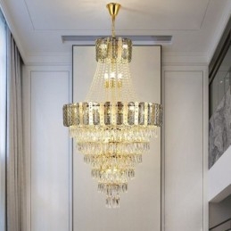 Suspension conique en cristal, plafonnier décoratif duplex exquis