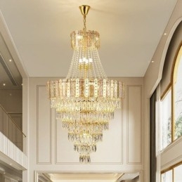 Suspension conique en cristal, plafonnier décoratif duplex exquis