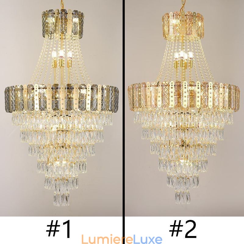 Suspension conique en cristal, plafonnier décoratif duplex exquis