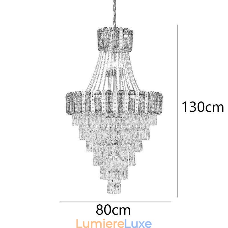 Suspension conique en cristal, plafonnier décoratif duplex exquis