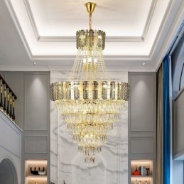 Suspension conique en cristal, plafonnier décoratif duplex exquis