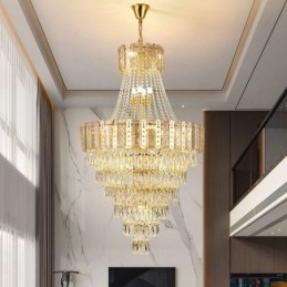 Suspension conique en cristal, plafonnier décoratif duplex exquis