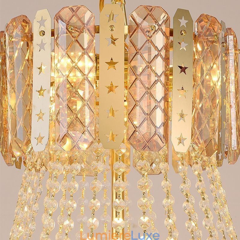 Suspension conique en cristal, plafonnier décoratif duplex exquis
