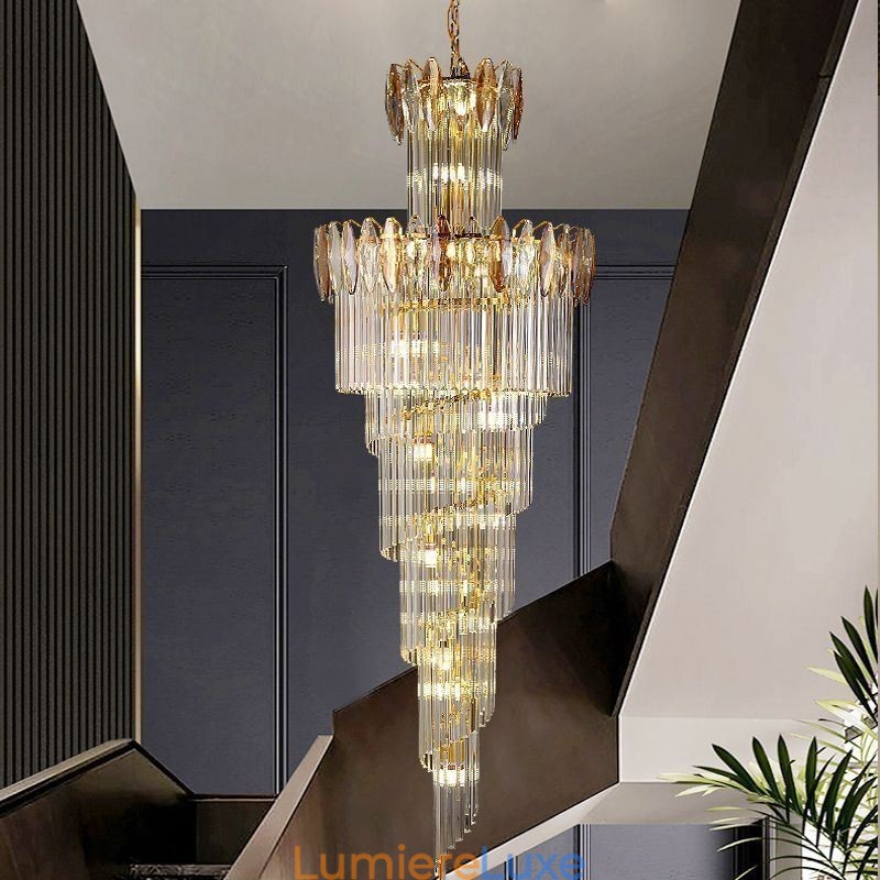 Suspension décorative en cristal Duplex conique 70 cm