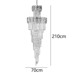 Suspension décorative en cristal Duplex conique 70 cm