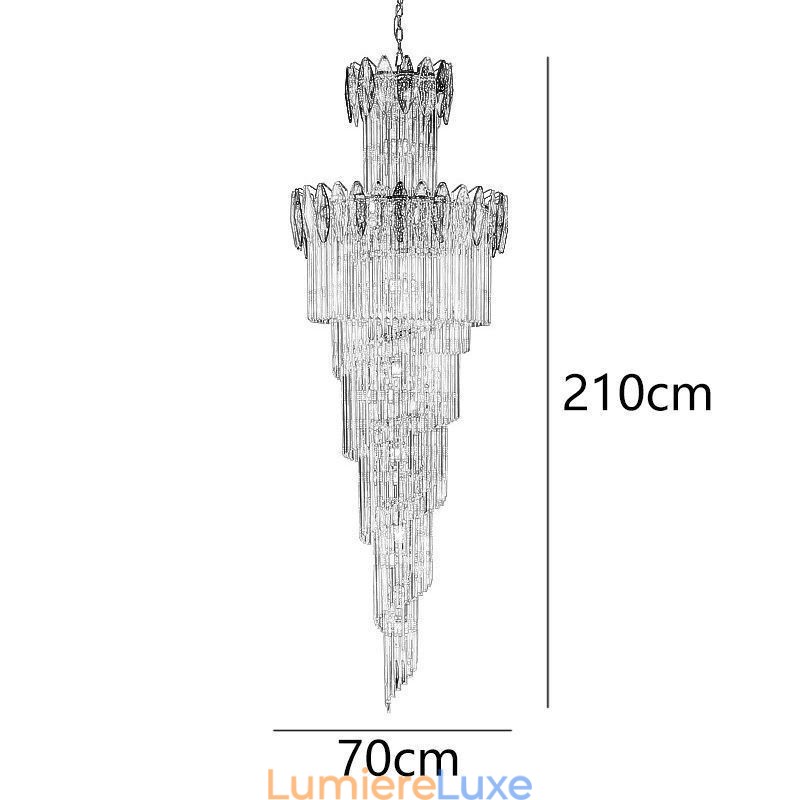 Suspension décorative en cristal Duplex conique 70 cm