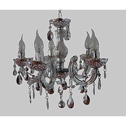 Lustre moderne en cristal acrylique argenté à 5 lumières