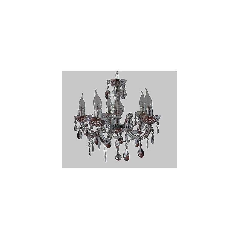 Lustre moderne en cristal acrylique argenté à 5 lumières