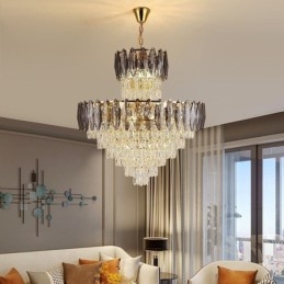 Suspension conique en cristal Duplex Plafonnier décoratif 80 cm