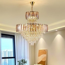 Suspension conique en cristal Duplex Plafonnier décoratif 80 cm