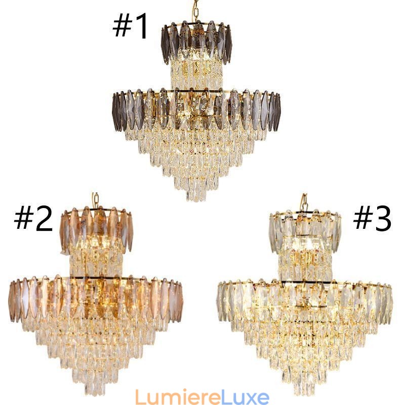 Suspension conique en cristal Duplex Plafonnier décoratif 80 cm