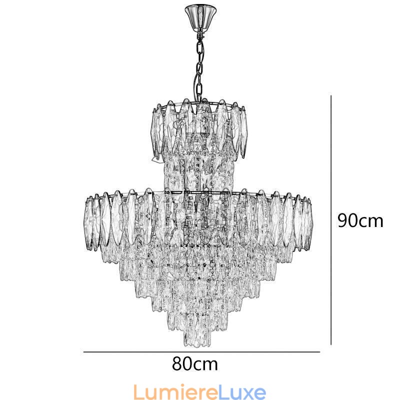 Suspension conique en cristal Duplex Plafonnier décoratif 80 cm