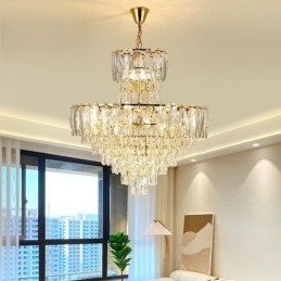 Suspension conique en cristal Duplex Plafonnier décoratif 80 cm