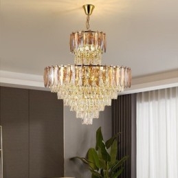 Suspension conique en cristal Duplex Plafonnier décoratif 80 cm