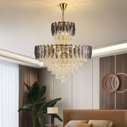 Suspension conique en cristal Duplex Plafonnier décoratif 80 cm