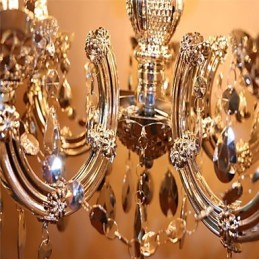 Lustre moderne en cristal acrylique argenté à 5 lumières
