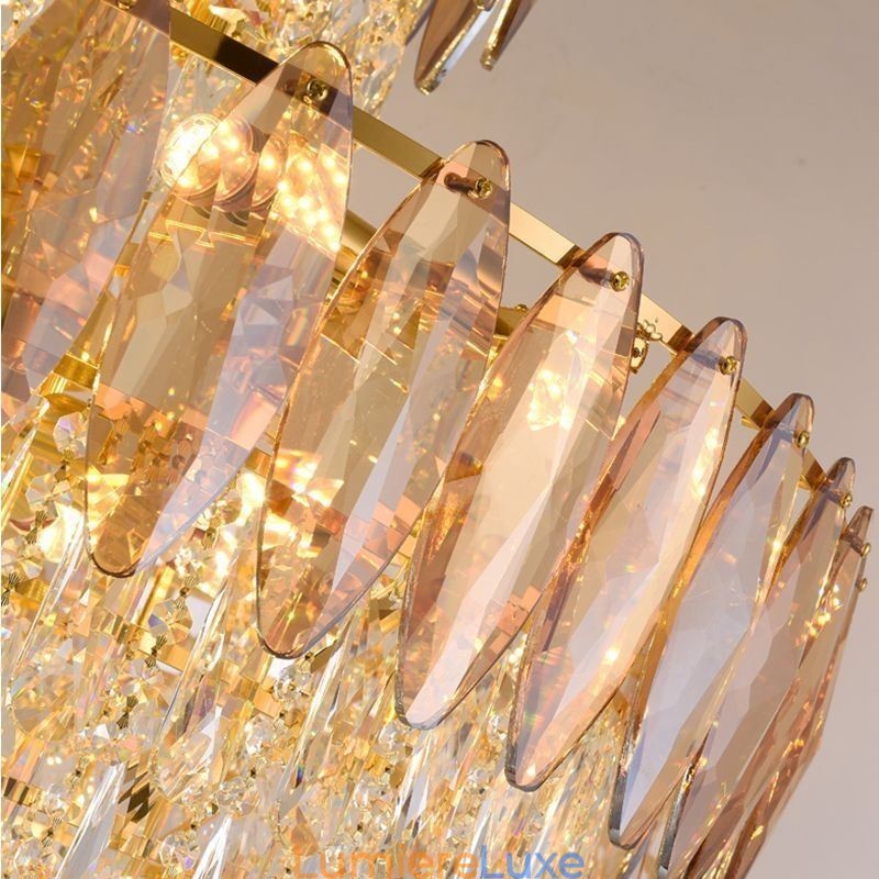 Suspension conique en cristal Duplex Plafonnier décoratif 80 cm