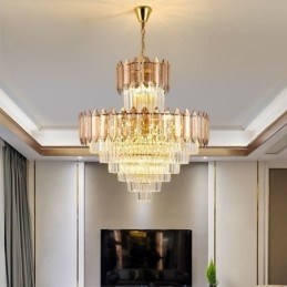 Suspension conique en cristal Plafonnier décoratif duplex