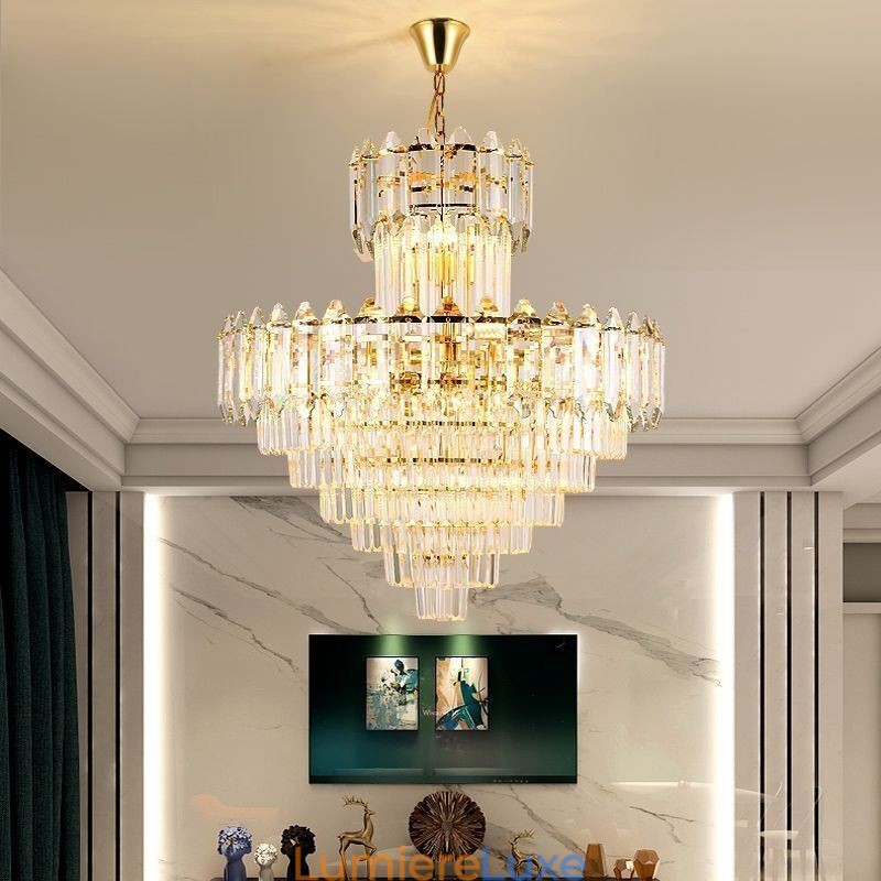 Suspension conique en cristal Plafonnier décoratif duplex
