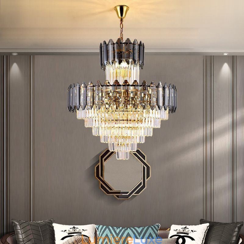 Suspension conique en cristal Plafonnier décoratif duplex
