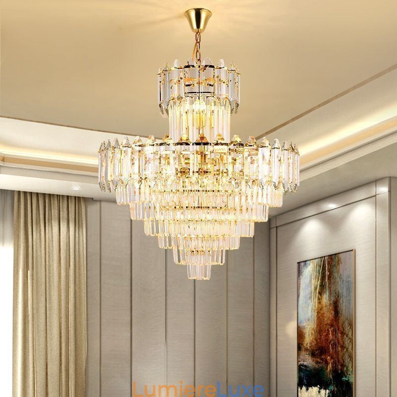 Suspension conique en cristal Plafonnier décoratif duplex