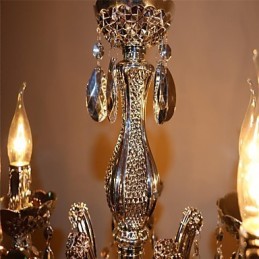 Lustre moderne en cristal acrylique argenté à 5 lumières