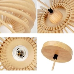 Plafonnier en tilleul avec abat-jour ovale en bois de 17 cm