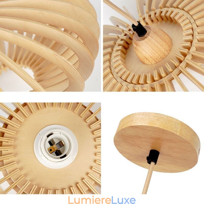 Plafonnier en tilleul avec abat-jour ovale en bois de 17 cm