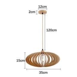 Plafonnier en tilleul avec abat-jour ovale en bois de 17 cm