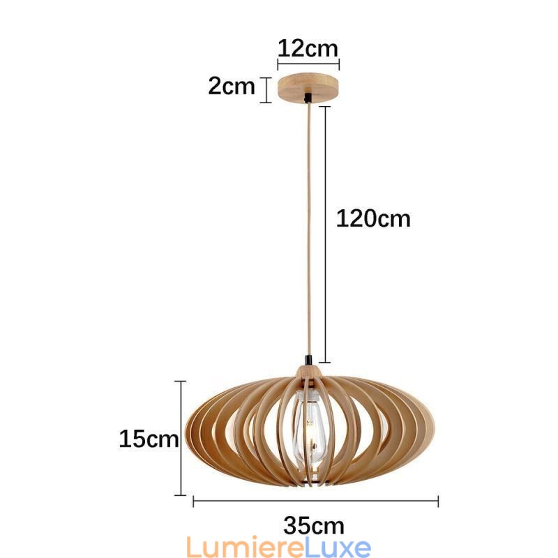 Plafonnier en tilleul avec abat-jour ovale en bois de 17 cm