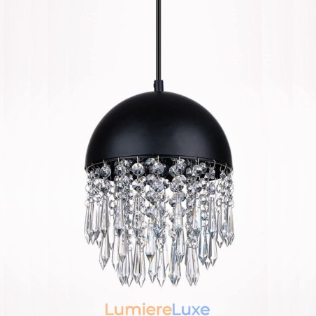 Suspension en cristal avec abat-jour noir et couvercle de pot Suspension en cristal avec abat-jour noir et couvercle de pot