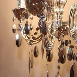 Lustre moderne en cristal acrylique argenté à 5 lumières