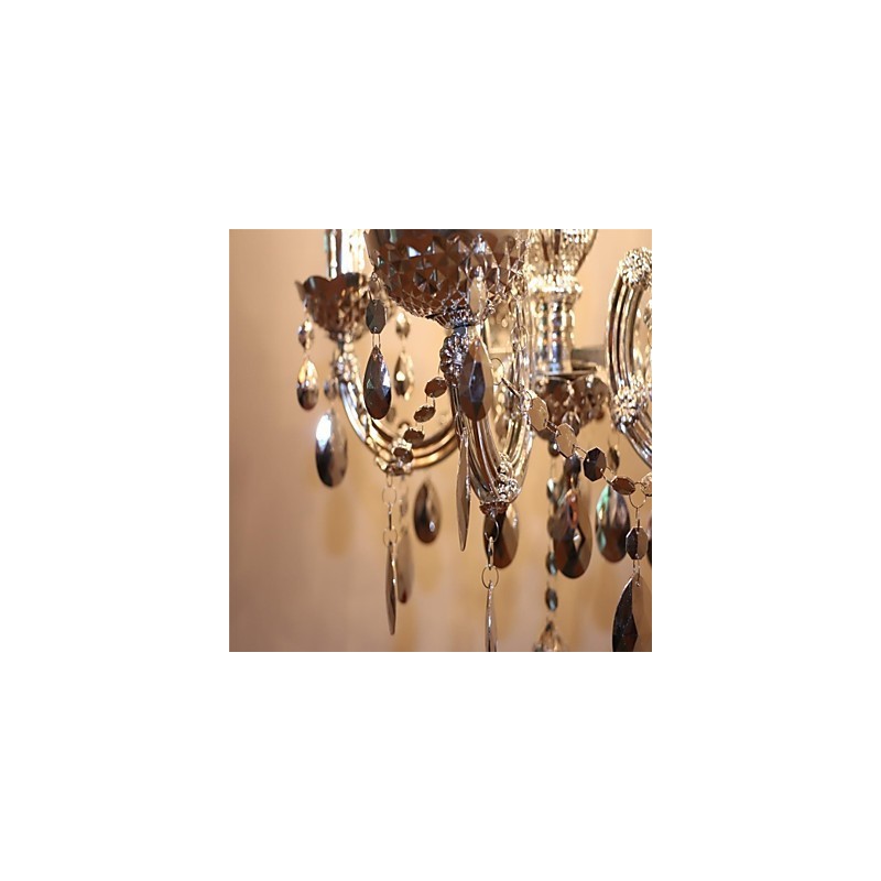 Lustre moderne en cristal acrylique argenté à 5 lumières