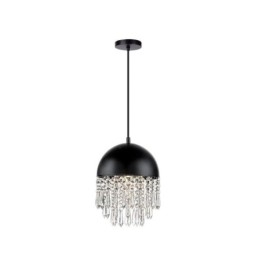 Suspension en cristal avec abat-jour noir et couvercle de pot
