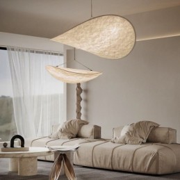 Plafonnier décoratif en soie, lumière suspendue, blanc chaud